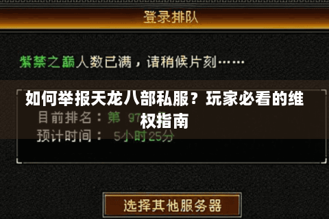 如何举报天龙八部私服?玩家必看的维权指南 如何举报天龙八部私服?玩家必看的维权指南