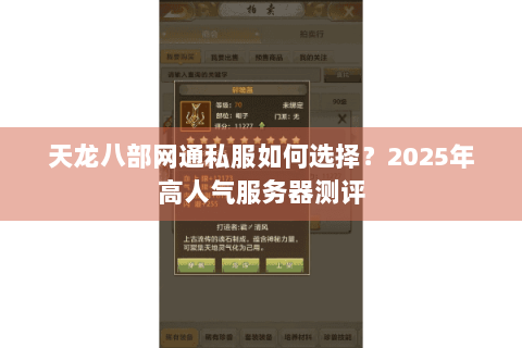 天龙八部网通私服如何选择？2025年高人气服务器测评