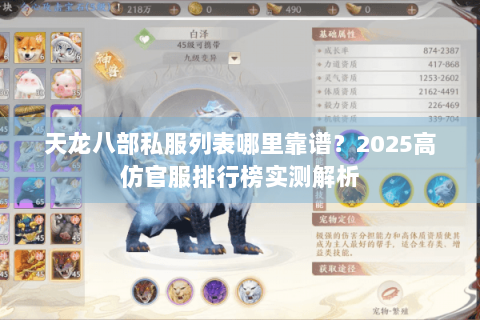 天龙八部私服列表哪里靠谱？2025高仿官服排行榜实测解析