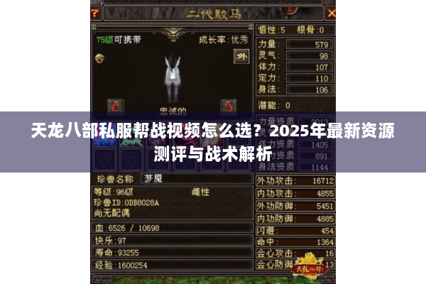 天龙八部私服帮战视频怎么选？2025年最新资源测评与战术解析