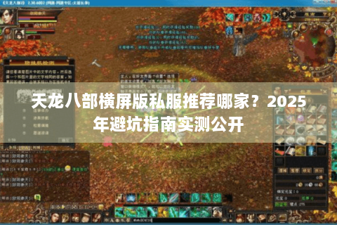 天龙八部横屏版私服推荐哪家？2025年避坑指南实测公开