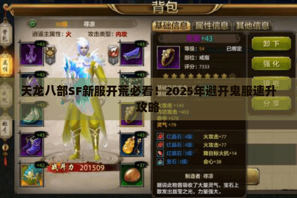 天龙八部SF新服开荒必看!2025年避开鬼服速升攻略 天龙八部SF新服开荒必看!2025年避开鬼服速升攻略
