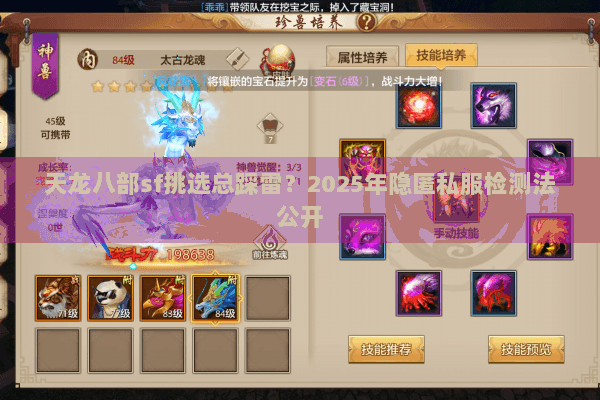 天龙八部sf挑选总踩雷？2025年隐匿私服检测法公开