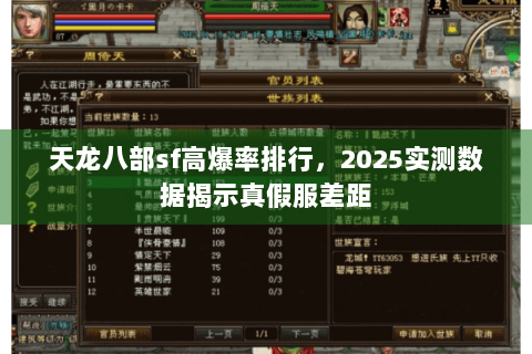 天龙八部sf高爆率排行，2025实测数据揭示真假服差距