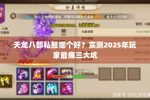 天龙八部私服哪个好?实测2025年玩家最痛三大坑 天龙八部私服哪个好?实测2025年玩家最痛三大坑