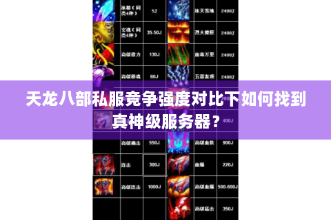 天龙八部私服竞争强度对比下如何找到真神级服务器? 天龙八部私服竞争强度对比下如何找到真神级服务器?