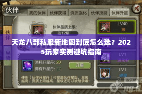 天龙八部私服新地图到底怎么选？2025玩家实测避坑指南