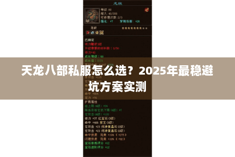 天龙八部私服怎么选？2025年最稳避坑方案实测