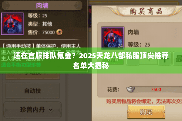 还在官服排队氪金?2025天龙八部私服顶尖推荐名单大揭秘 还在官服排队氪金?2025天龙八部私服顶尖推荐名单大揭秘
