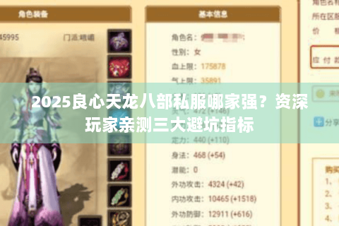 2025良心天龙八部私服哪家强？资深玩家亲测三大避坑指标