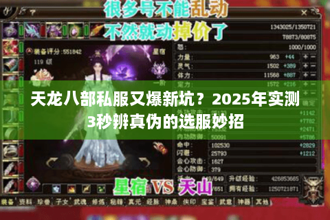 天龙八部私服又爆新坑？2025年实测3秒辨真伪的选服妙招