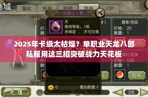 2025年卡级太枯燥？单职业天龙八部私服用这三招突破战力天花板