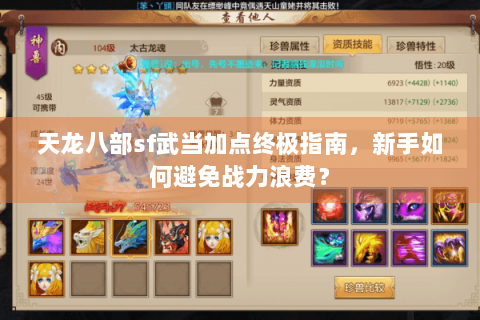 天龙八部sf武当加点终极指南，新手如何避免战力浪费？