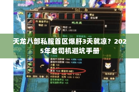 天龙八部私服首区爆肝3天就凉?2025年老司机避坑手册 天龙八部私服首区爆肝3天就凉?2025年老司机避坑手册
