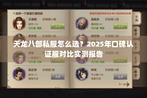 天龙八部私服怎么选？2025年口碑认证服对比实测报告