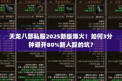 天龙八部私服2025新版爆火！如何3分钟避开80%新人踩的坑？