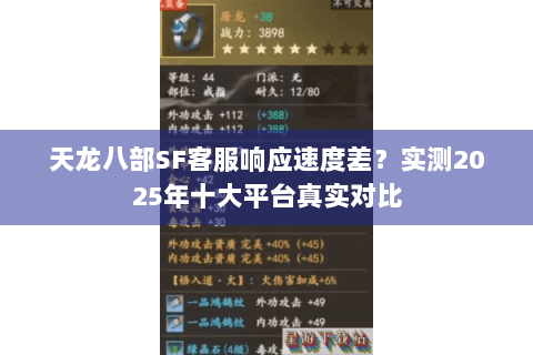 天龙八部SF客服响应速度差？实测2025年十大平台真实对比