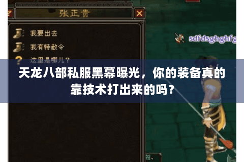 天龙八部私服黑幕曝光,你的装备真的靠技术打出来的吗? 天龙八部私服黑幕曝光,你的装备真的靠技术打出来的吗?