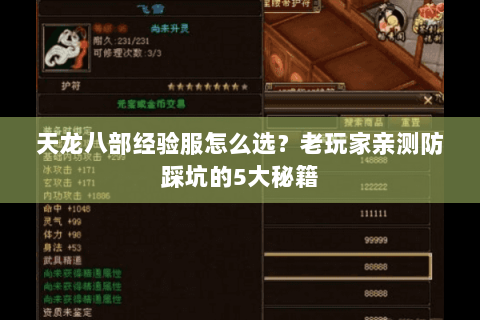 天龙八部经验服怎么选?老玩家亲测防踩坑的5大秘籍 天龙八部经验服怎么选?老玩家亲测防踩坑的5大秘籍