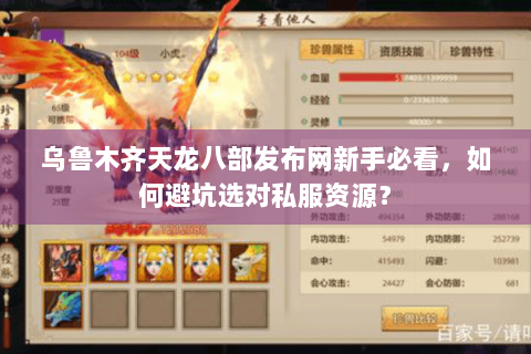 乌鲁木齐天龙八部发布网新手必看，如何避坑选对私服资源？