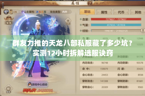 群友力推的天龙八部私服藏了多少坑?实测12小时拆解选服诀窍 群友力推的天龙八部私服藏了多少坑?实测12小时拆解选服诀窍