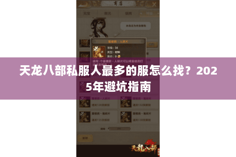 天龙八部私服人最多的服怎么找？2025年避坑指南