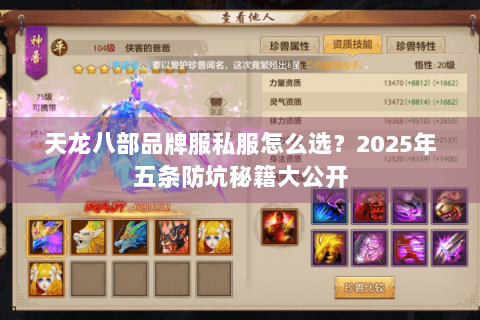 天龙八部品牌服私服怎么选?2025年五条防坑秘籍大公开 天龙八部品牌服私服怎么选?2025年五条防坑秘籍大公开