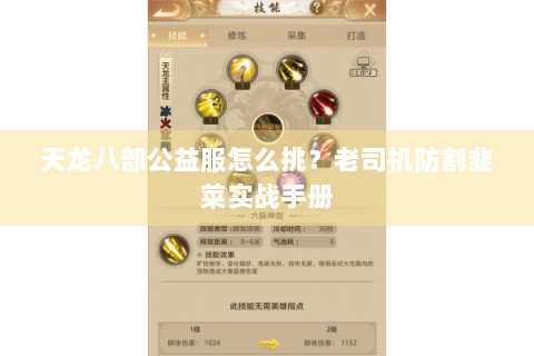 天龙八部公益服怎么挑?老司机防割韭菜实战手册 天龙八部公益服怎么挑?老司机防割韭菜实战手册