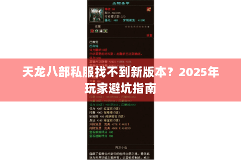天龙八部私服找不到新版本？2025年玩家避坑指南