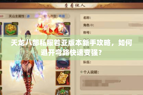 天龙八部私服若亚版本新手攻略,如何避开弯路快速变强? 天龙八部私服若亚版本新手攻略,如何避开弯路快速变强?