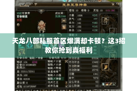 天龙八部私服首区爆满却卡顿？这3招教你抢到真福利