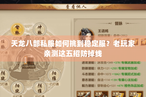 天龙八部私服如何挑到稳定服?老玩家亲测这五招防掉线 天龙八部私服如何挑到稳定服?老玩家亲测这五招防掉线