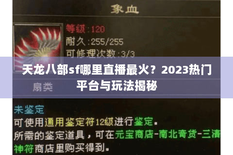 天龙八部sf哪里直播最火？2023热门平台与玩法揭秘