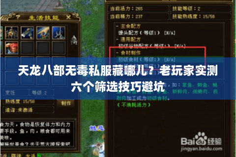 天龙八部无毒私服藏哪儿?老玩家实测六个筛选技巧避坑 天龙八部无毒私服藏哪儿?老玩家实测六个筛选技巧避坑