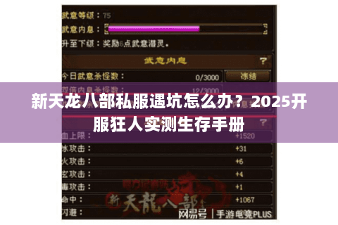 新天龙八部私服遇坑怎么办？2025开服狂人实测生存手册