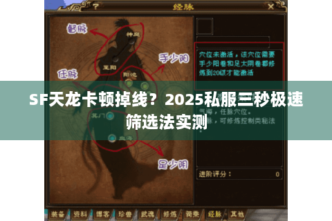 SF天龙卡顿掉线？2025私服三秒极速筛选法实测