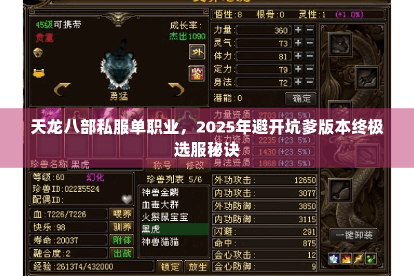 天龙八部私服单职业,2025年避开坑爹版本终极选服秘诀 天龙八部私服单职业,2025年避开坑爹版本终极选服秘诀