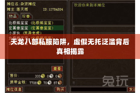 天龙八部私服陷阱,虚假无托泛滥背后真相揭露 天龙八部私服陷阱,虚假无托泛滥背后真相揭露