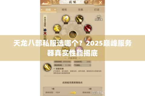 天龙八部私服选哪个?2025巅峰服务器真实性能揭底 天龙八部私服选哪个?2025巅峰服务器真实性能揭底