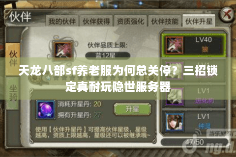 天龙八部sf养老服为何总关停？三招锁定真耐玩隐世服务器