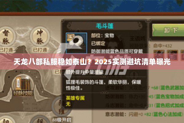 天龙八部私服稳如泰山?2025实测避坑清单曝光 天龙八部私服稳如泰山?2025实测避坑清单曝光