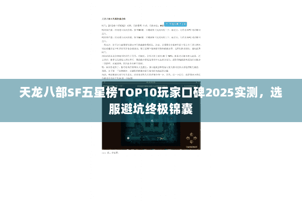 天龙八部SF五星榜TOP10玩家口碑2025实测，选服避坑终极锦囊