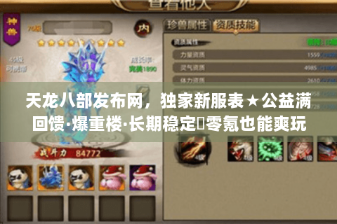 天龙八部发布网，独家新服表★公益满回馈·爆重楼·长期稳定▷零氪也能爽玩