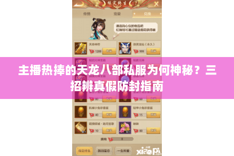 主播热捧的天龙八部私服为何神秘？三招辨真假防封指南