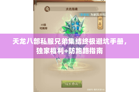 天龙八部私服兄弟集结终极避坑手册，独家福利+防跑路指南