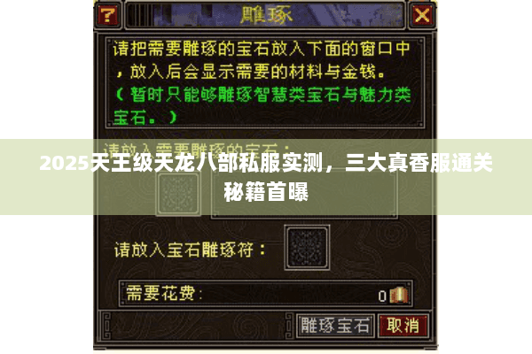 2025天王级天龙八部私服实测，三大真香服通关秘籍首曝