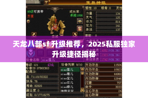 天龙八部sf 升级推荐，2025私服独家升级捷径揭秘