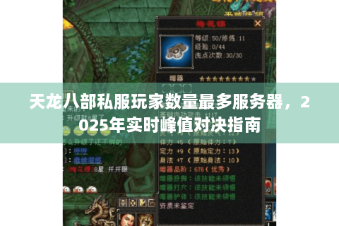 天龙八部私服玩家数量最多服务器,2025年实时峰值对决指南 天龙八部私服玩家数量最多服务器,2025年实时峰值对决指南