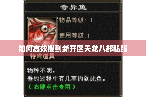 如何高效搜到新开区天龙八部私服 如何高效搜到新开区天龙八部私服