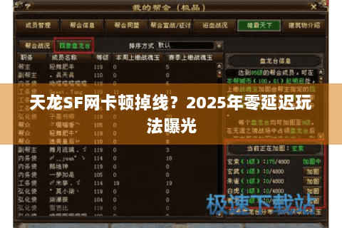 天龙SF网卡顿掉线？2025年零延迟玩法曝光